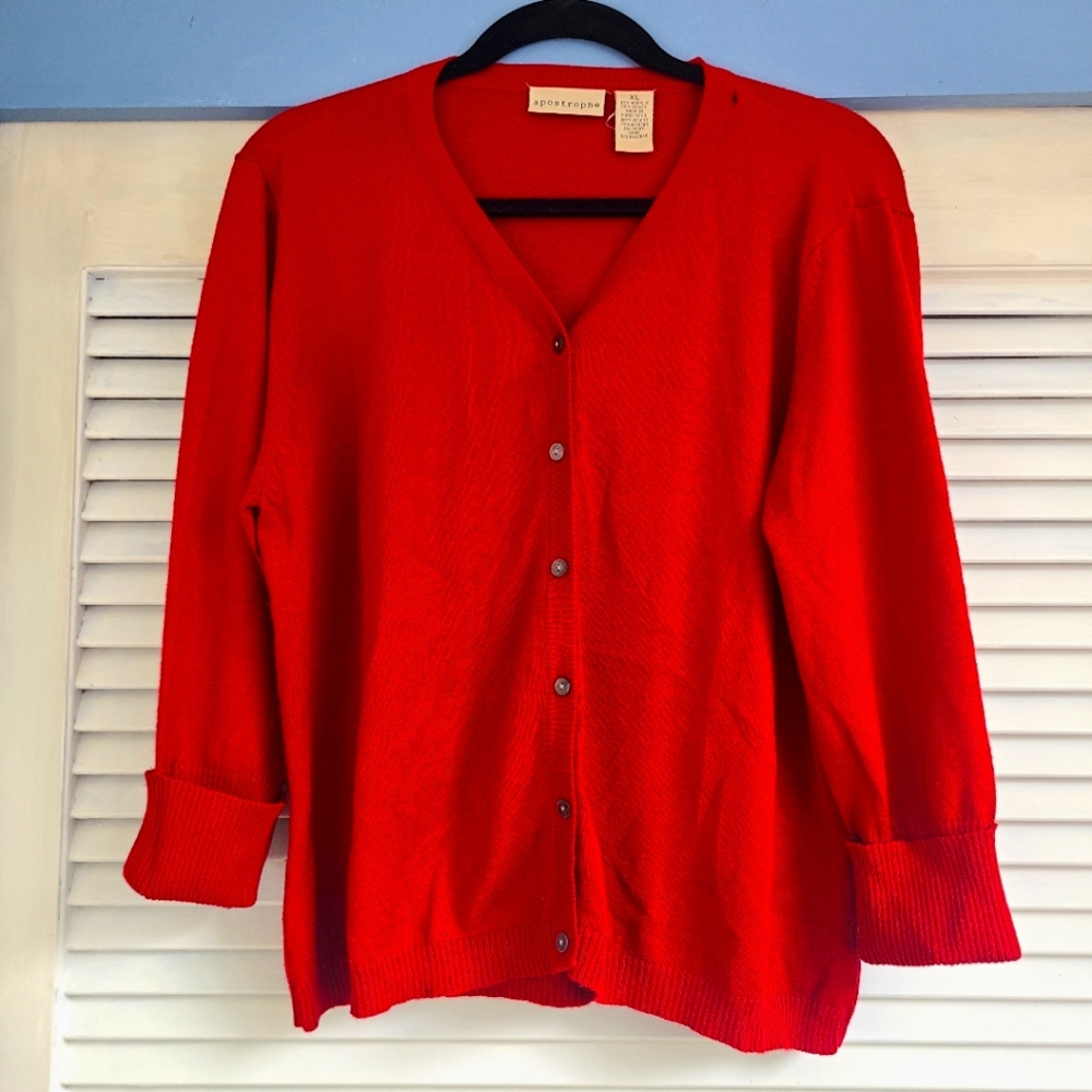 Apostrophe red cardigan sweater | Size XL